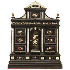 Late 19th Century Italian Ivory and Pietra Dura inlaid small Cabinet