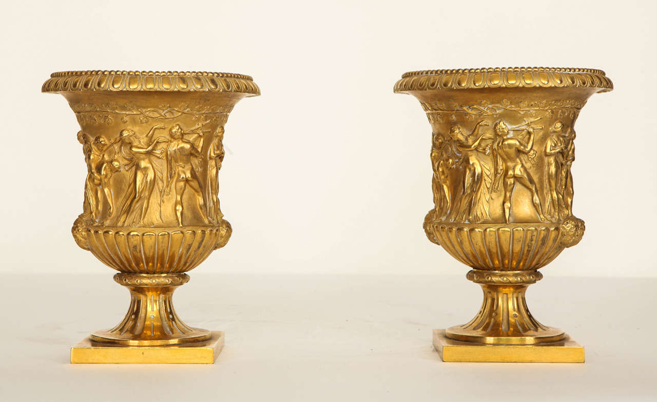 Pair of gilded bronze vases