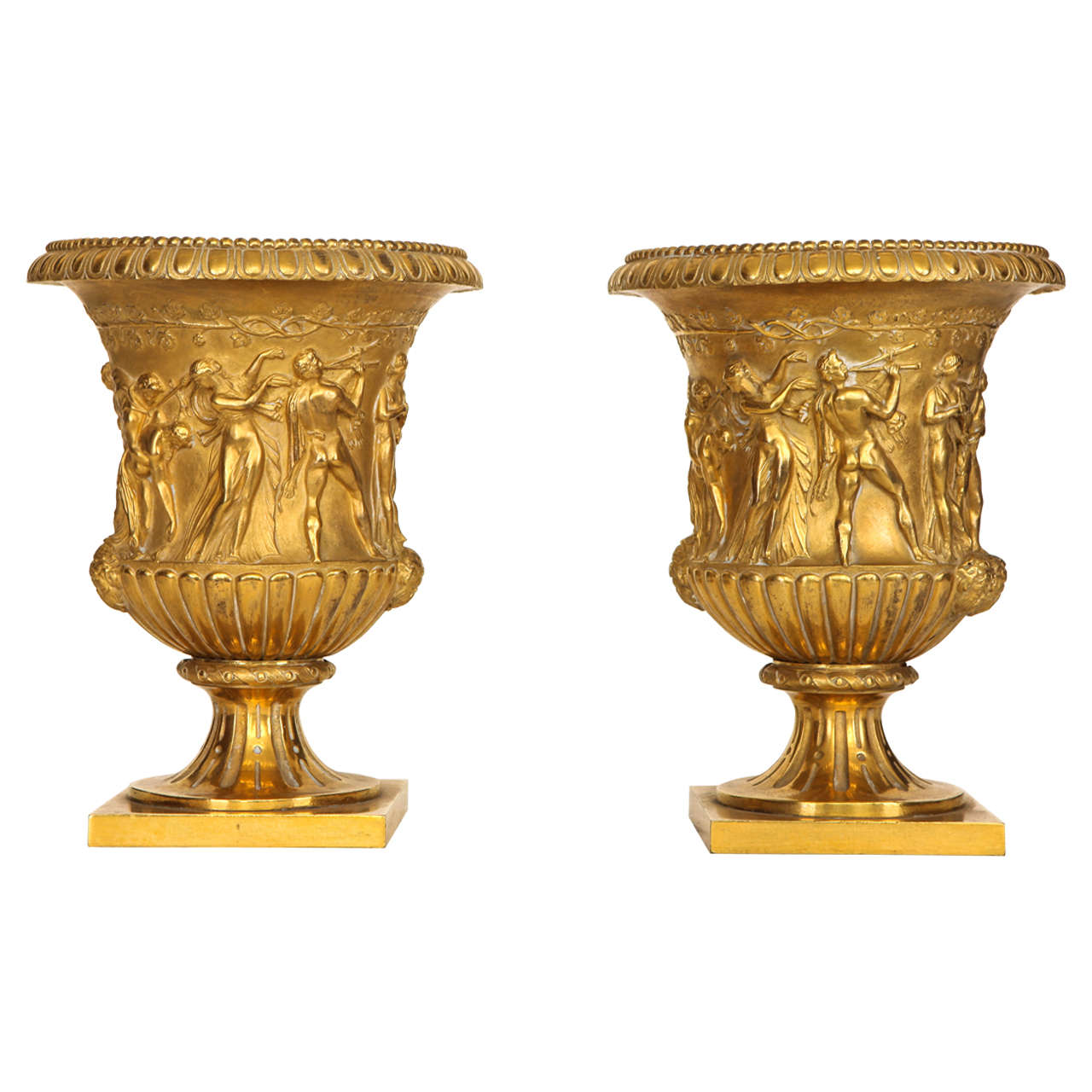 Pair of Gilded Bronze Vases