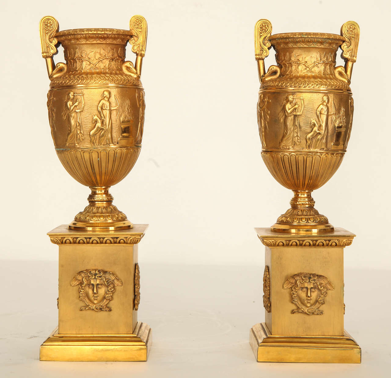 Pair of gilded bronze vases