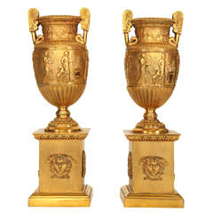 Pair of Gilded Bronze Vases