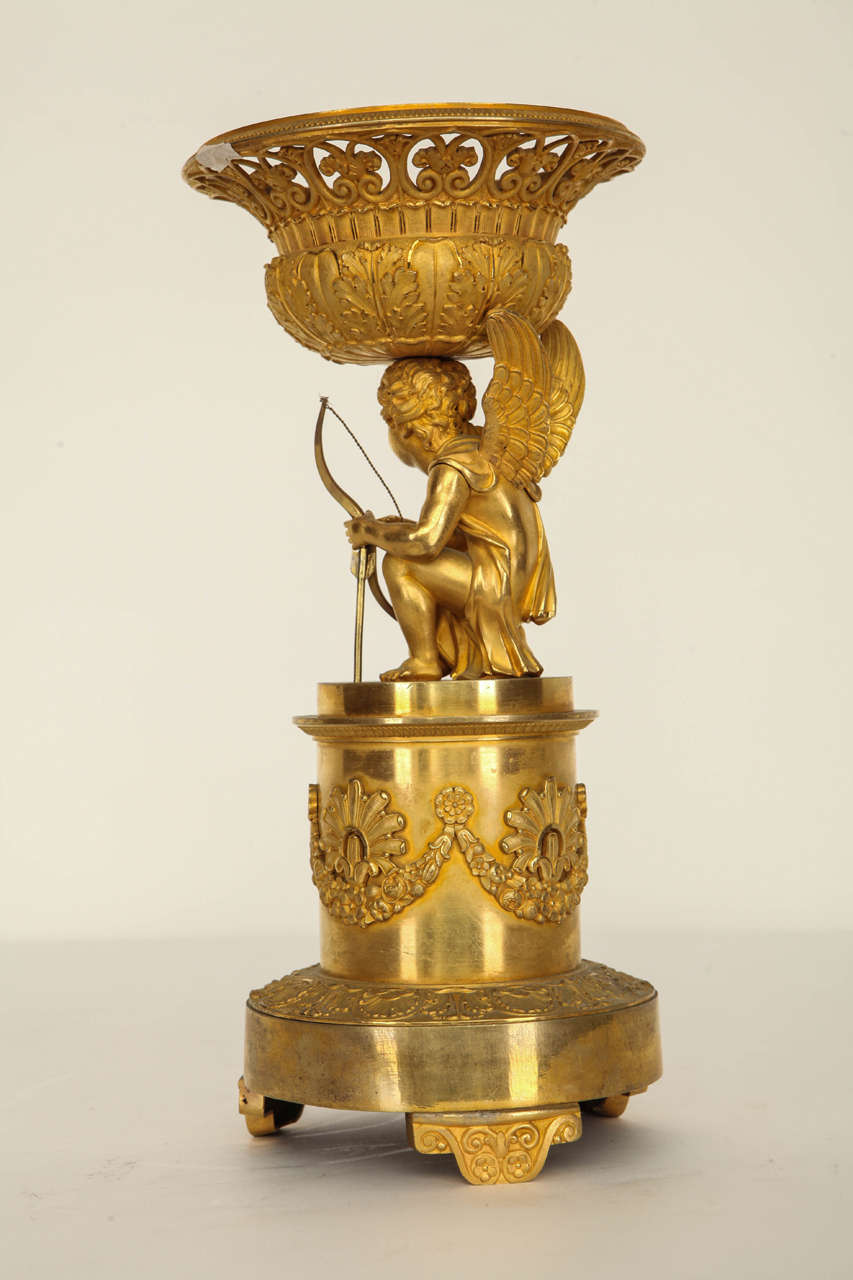 Bronze 19th Century French Empire style gilt bronze centerpiece comport For Sale