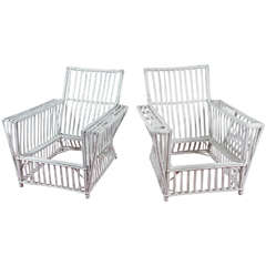 Antique Pair of Stick Wicker Chairs
