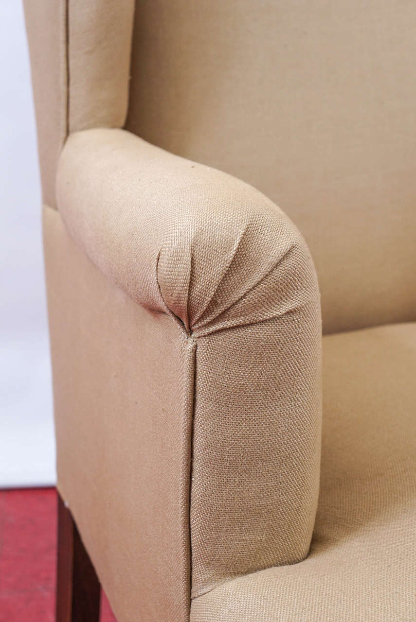 Linen Pair of Wingback Chairs