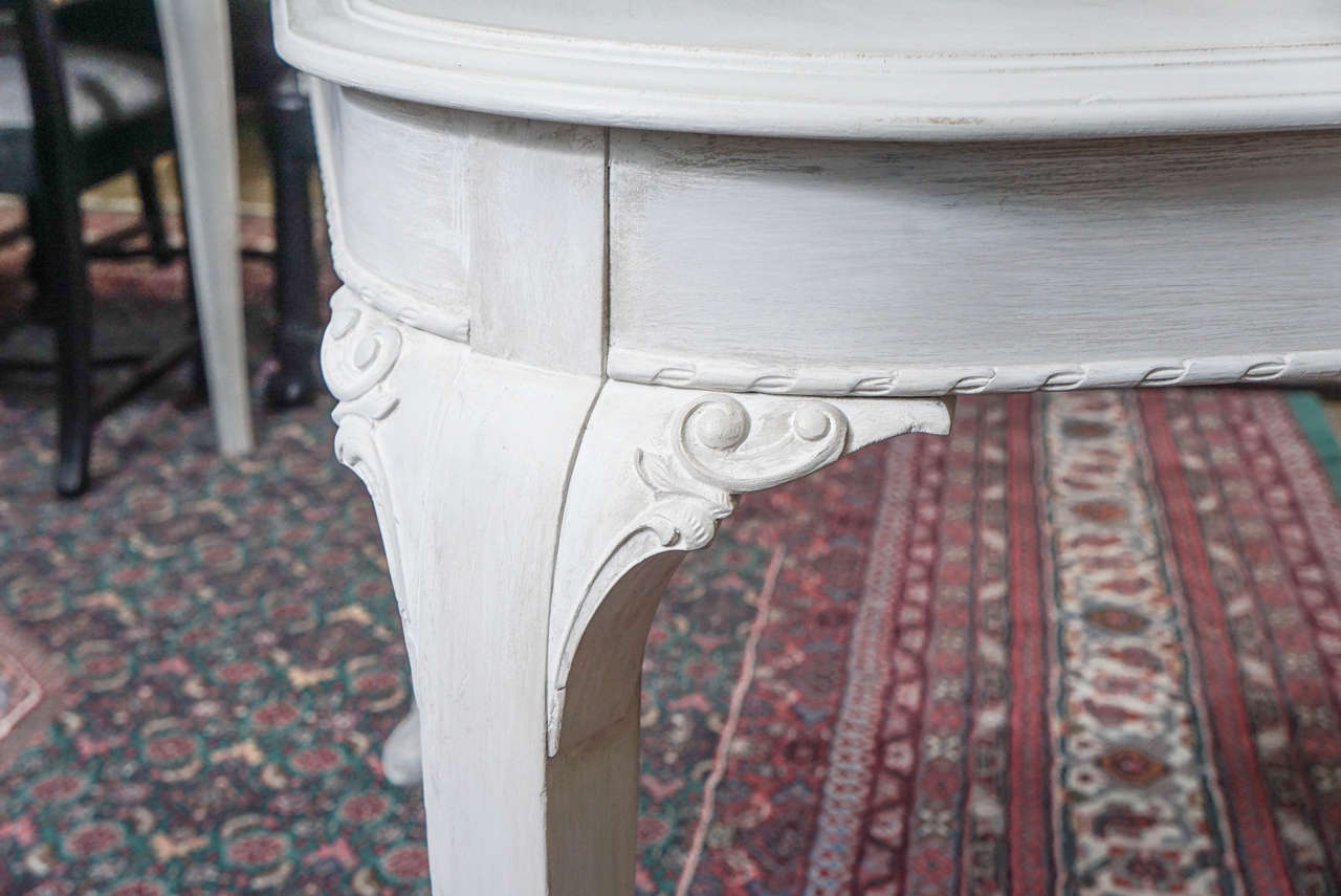 Painted Gustavian-Style Dining Table with Leaves