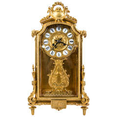 Gorgeous Gilded Bronze Mantel Clock, Signed Barbedienne