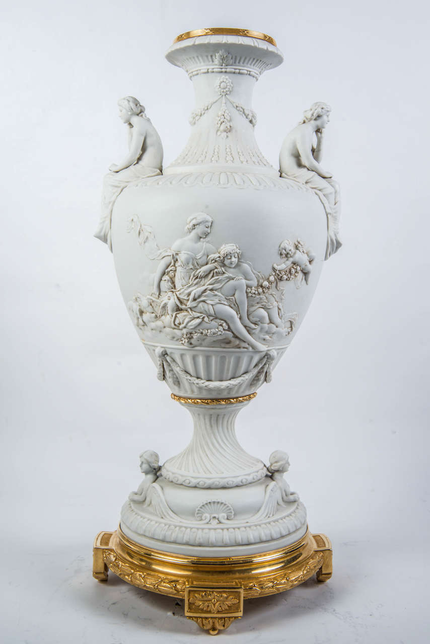 Louis XVI Pair of Gorgeous  Saxe Bisquit Vases For Sale