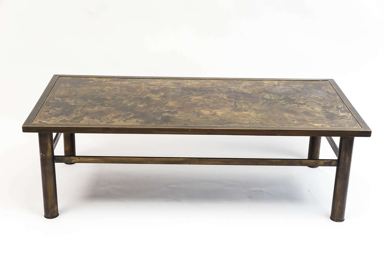 Mid-Century Modern Bronze Rectangular Coffee Table by Philip & Kelvin Laverne