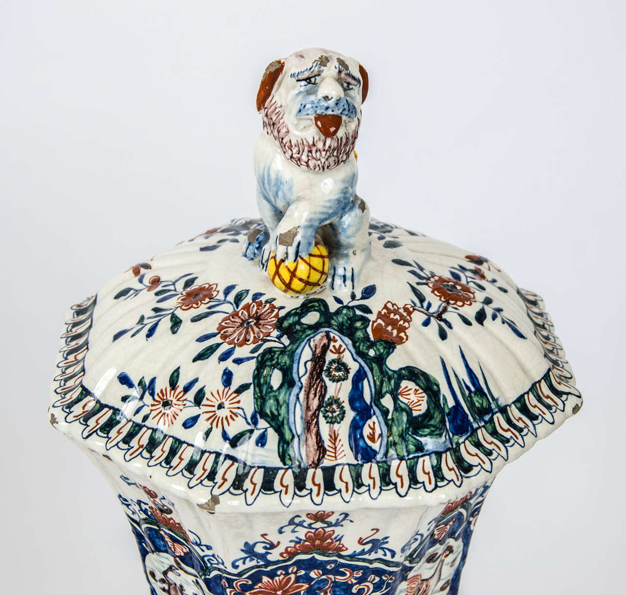 A massive garniture of 19th century Delf vases. 3