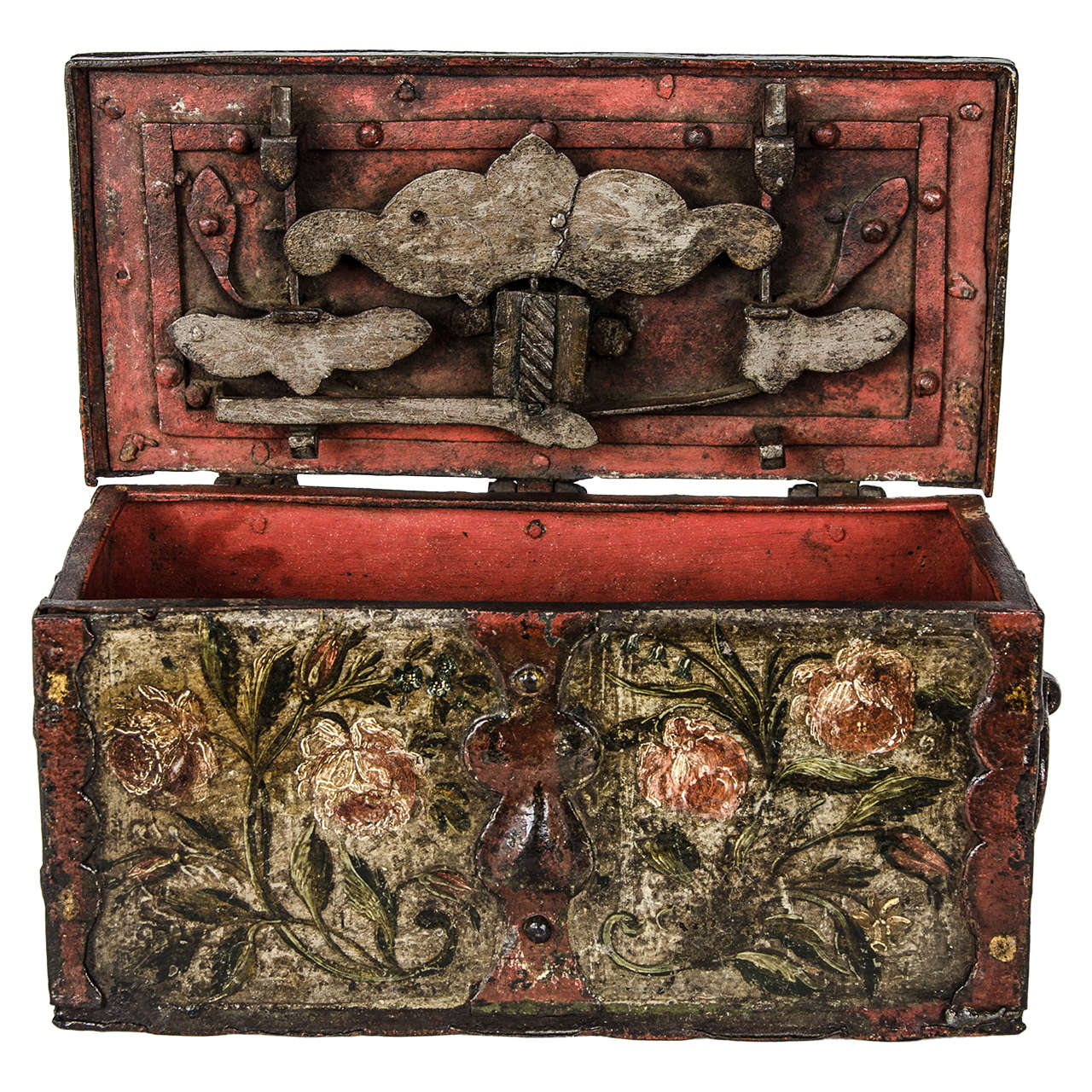North European Small Painted Dowry Casket