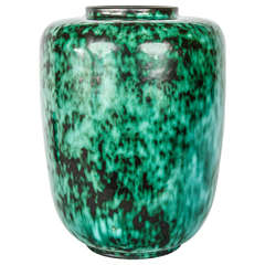Mid-20th Century Green Glazed Cylindrical Vase