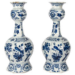 Pair of 18th Century Delft Vases