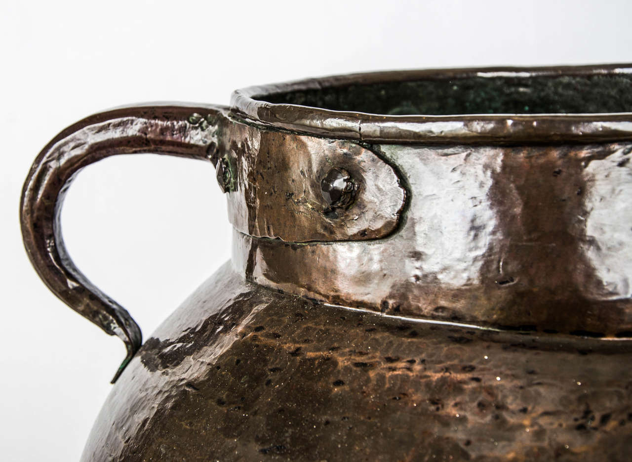 English Arts & Crafts Hand-Beaten Brass Pot