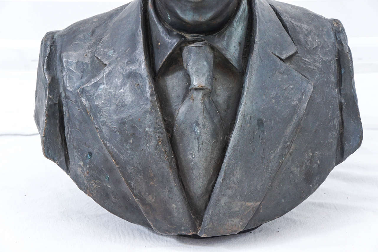 Male Bronze Bust of a Contemporary Man For Sale 1