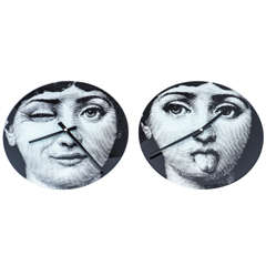 Pair of Glass Front Fornasetti Clocks