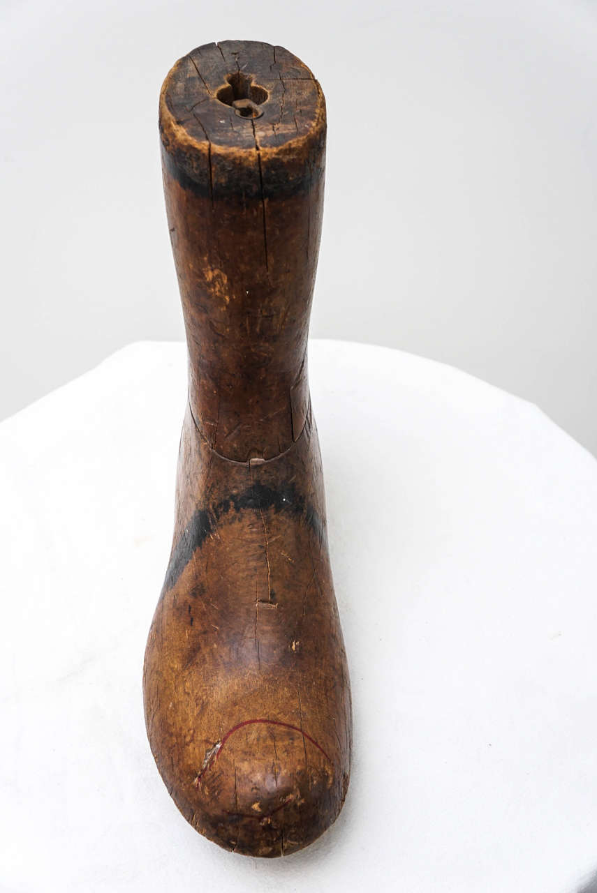 American Colonial Old Wooden Foot or Boot Form For Sale