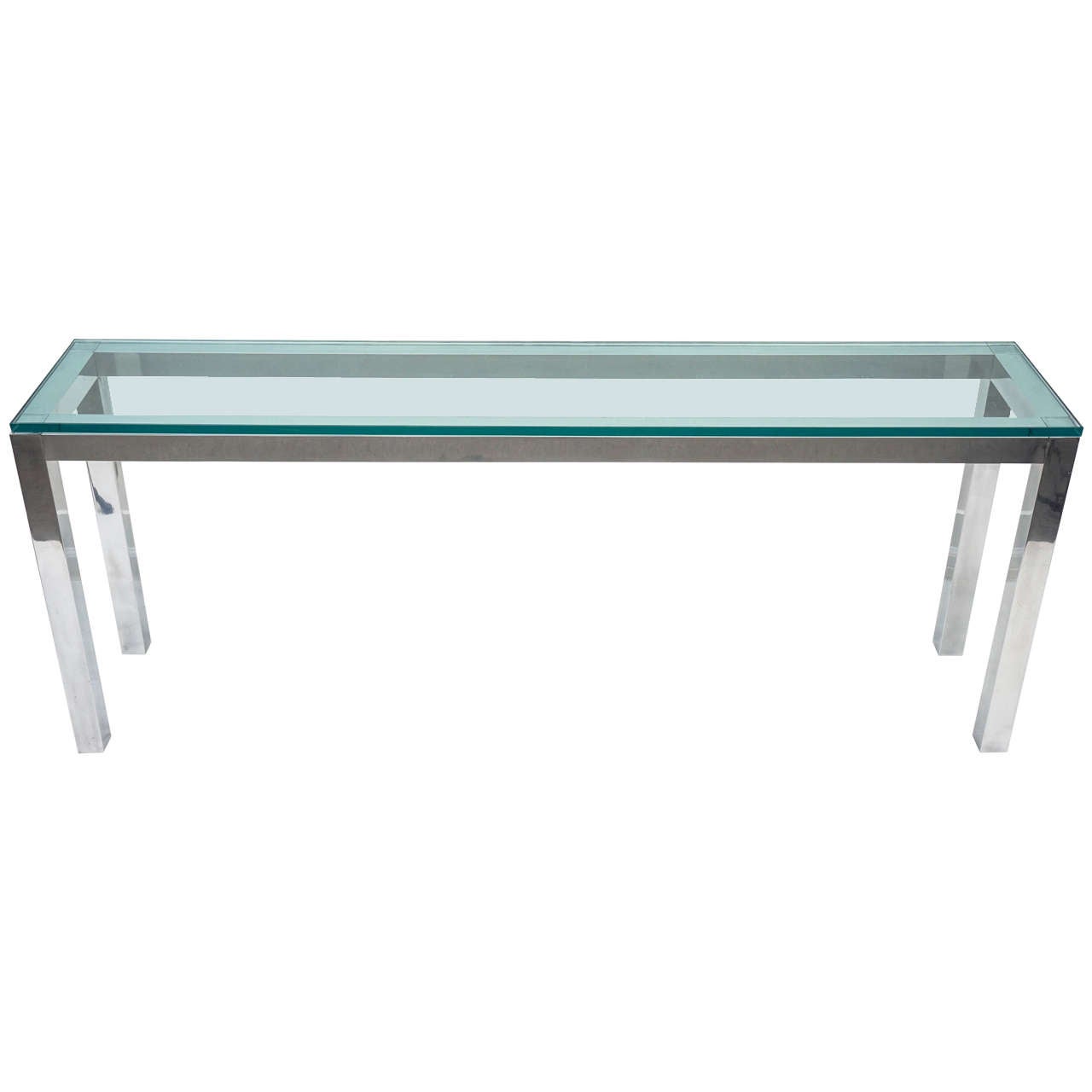 1970s Polished Aluminum Long Console Table
