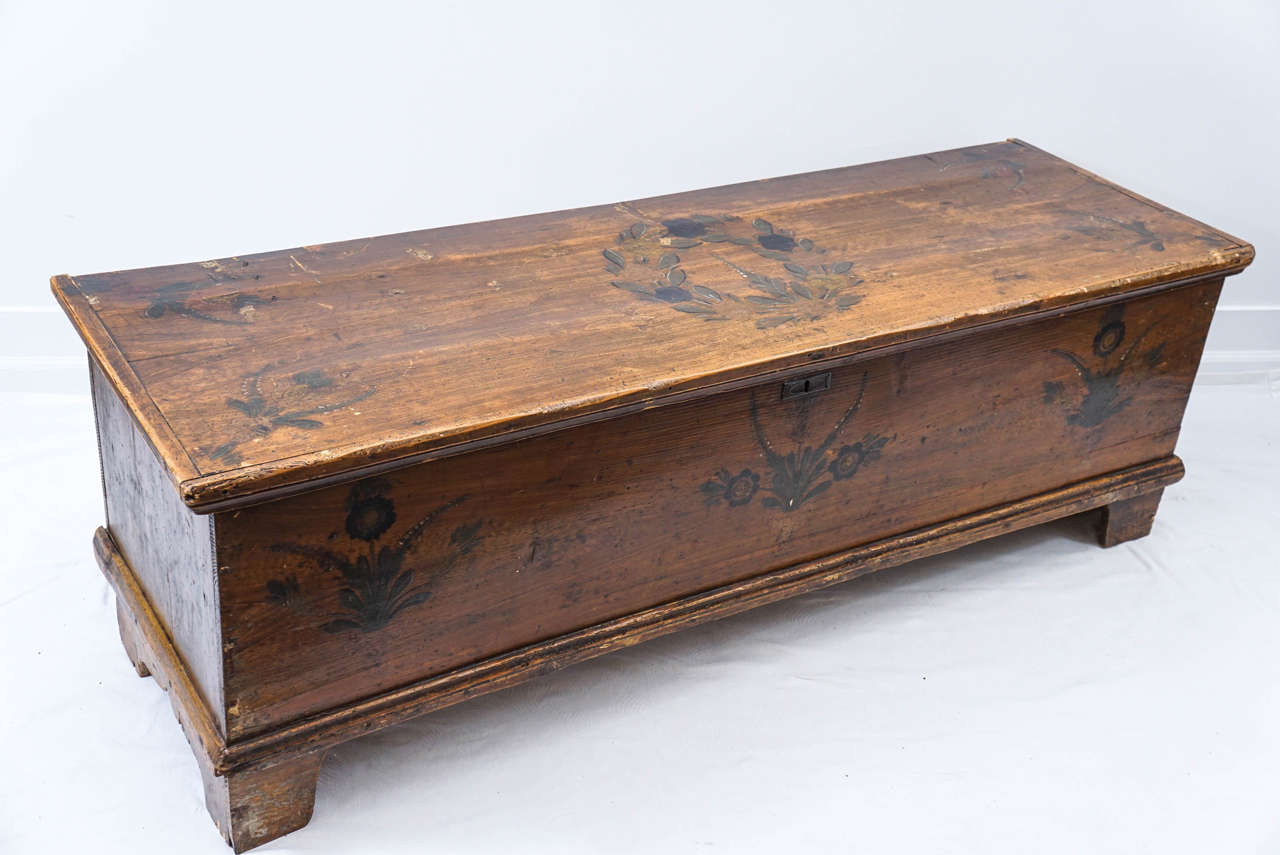 Old Painted Wooden Blanket Chest at 1stDibs