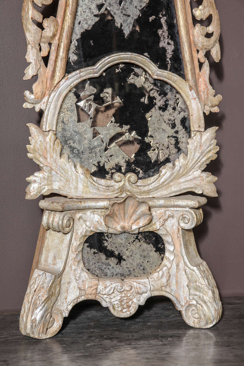 Silvered Carved Wooden Silver Gilt and Mirrored Reliquaire, Italian, 19th Century For Sale