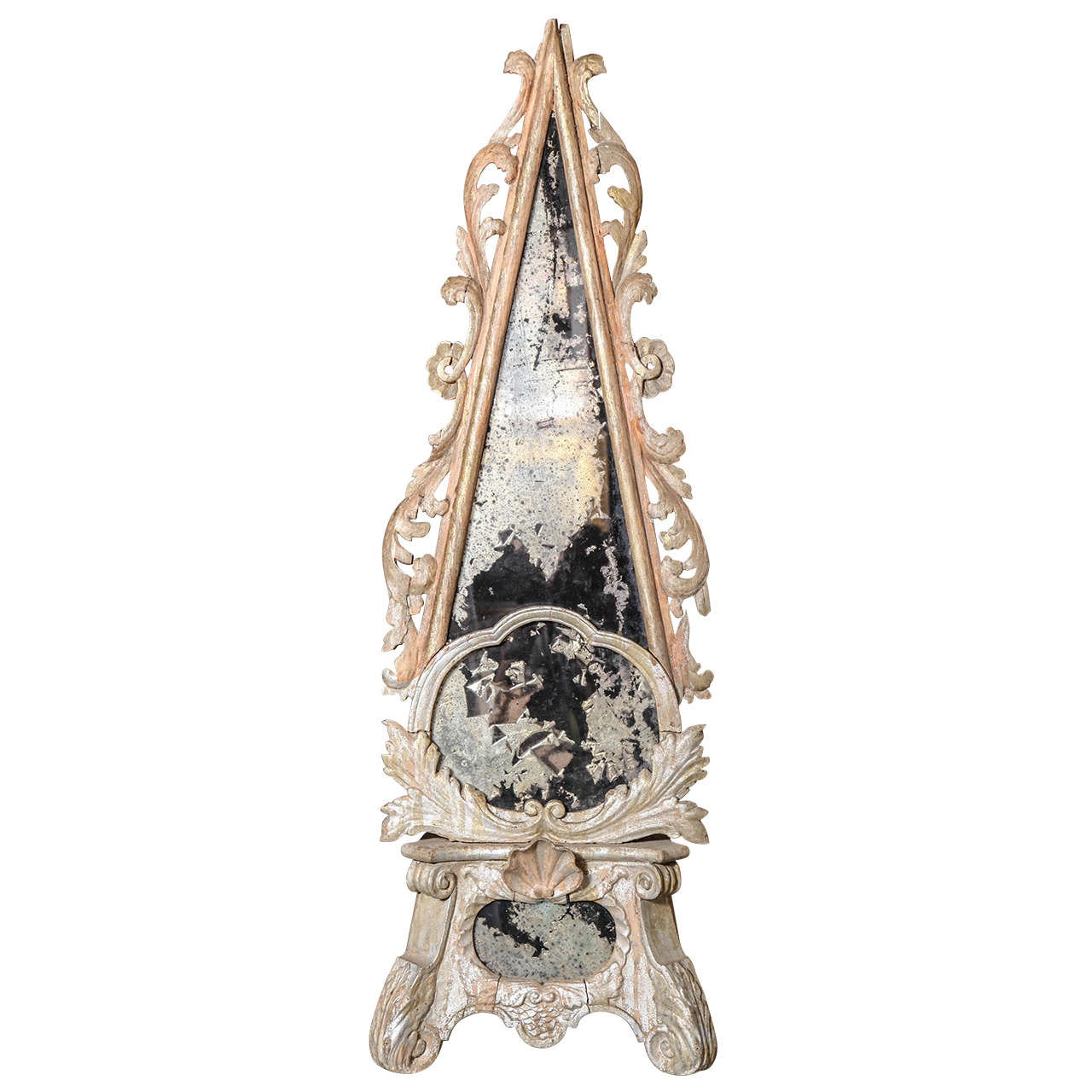 Carved Wooden Silver Gilt and Mirrored Reliquaire, Italian, 19th Century For Sale