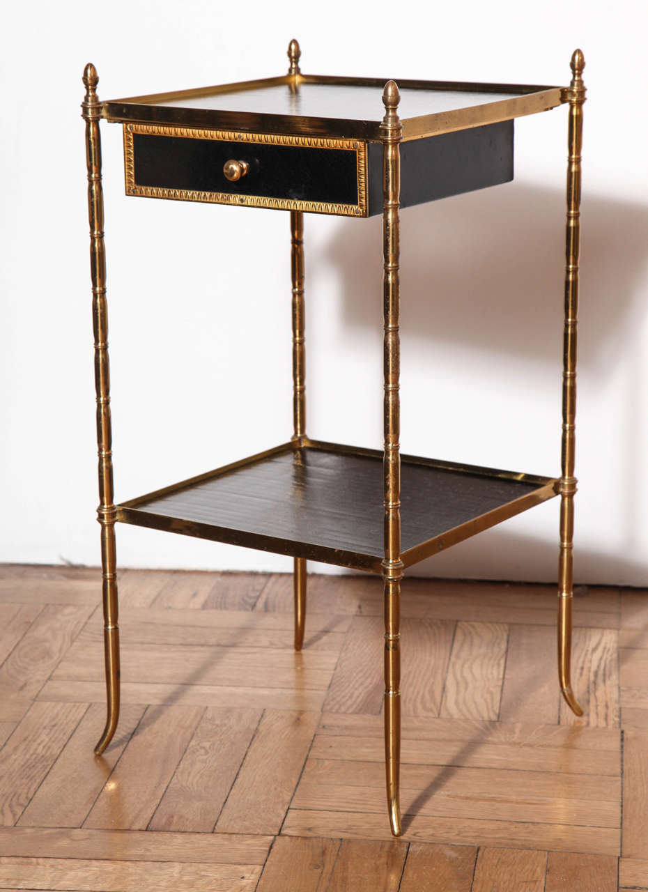 Pair of Gilt Brass, Faux Bamboo Two-Tier Etagere Tables, France circa 1930 In Excellent Condition In New York, NY