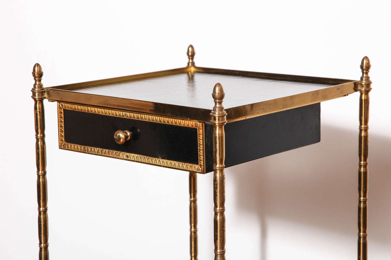 Mid-20th Century Pair of Gilt Brass, Faux Bamboo Two-Tier Etagere Tables, France circa 1930