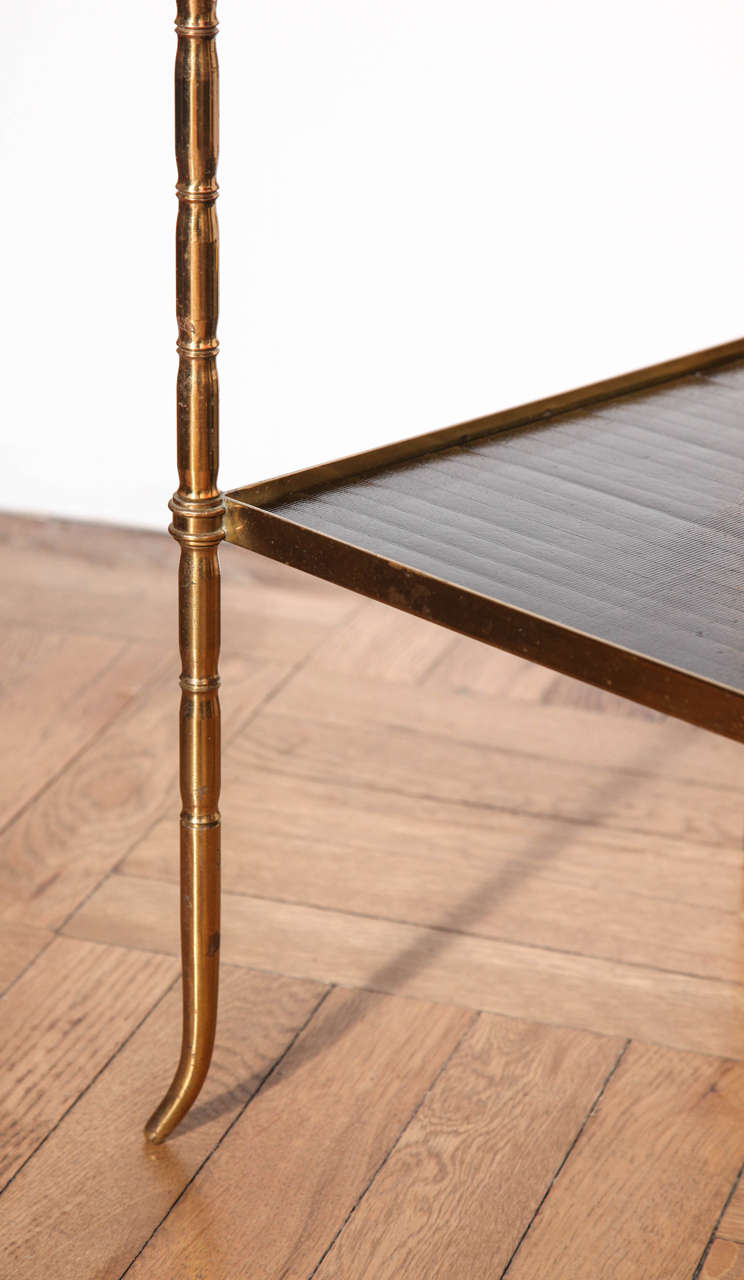 Pair of Gilt Brass, Faux Bamboo Two-Tier Etagere Tables, France circa 1930 1