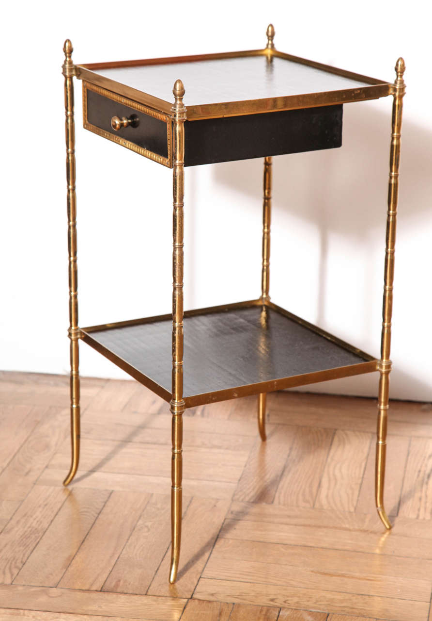 Pair of Gilt Brass, Faux Bamboo Two-Tier Etagere Tables, France circa 1930 4