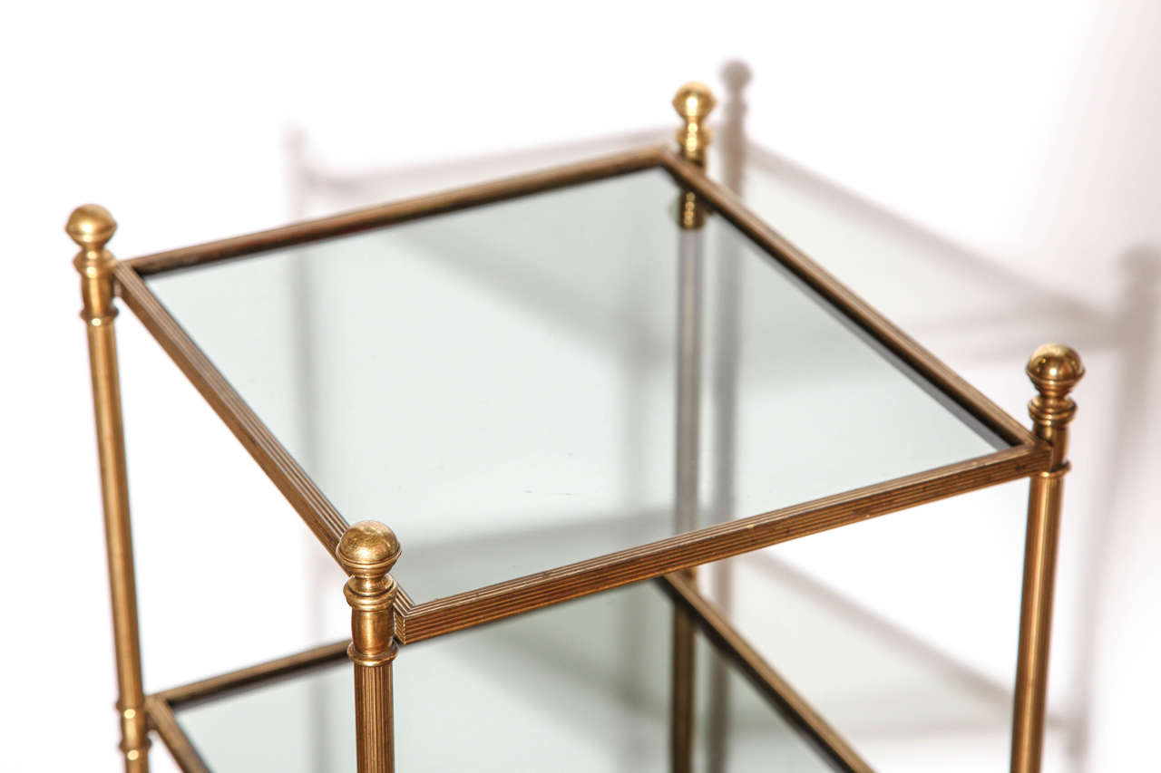 Pair of Brass and Glass Three-Tier Etagere Tables, French circa 1950 For Sale 4