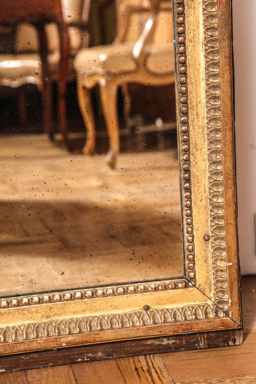 18th Century and Earlier Carved and Gilded Louis XVI Mirror with New Fitted Glass, France, 18th Century