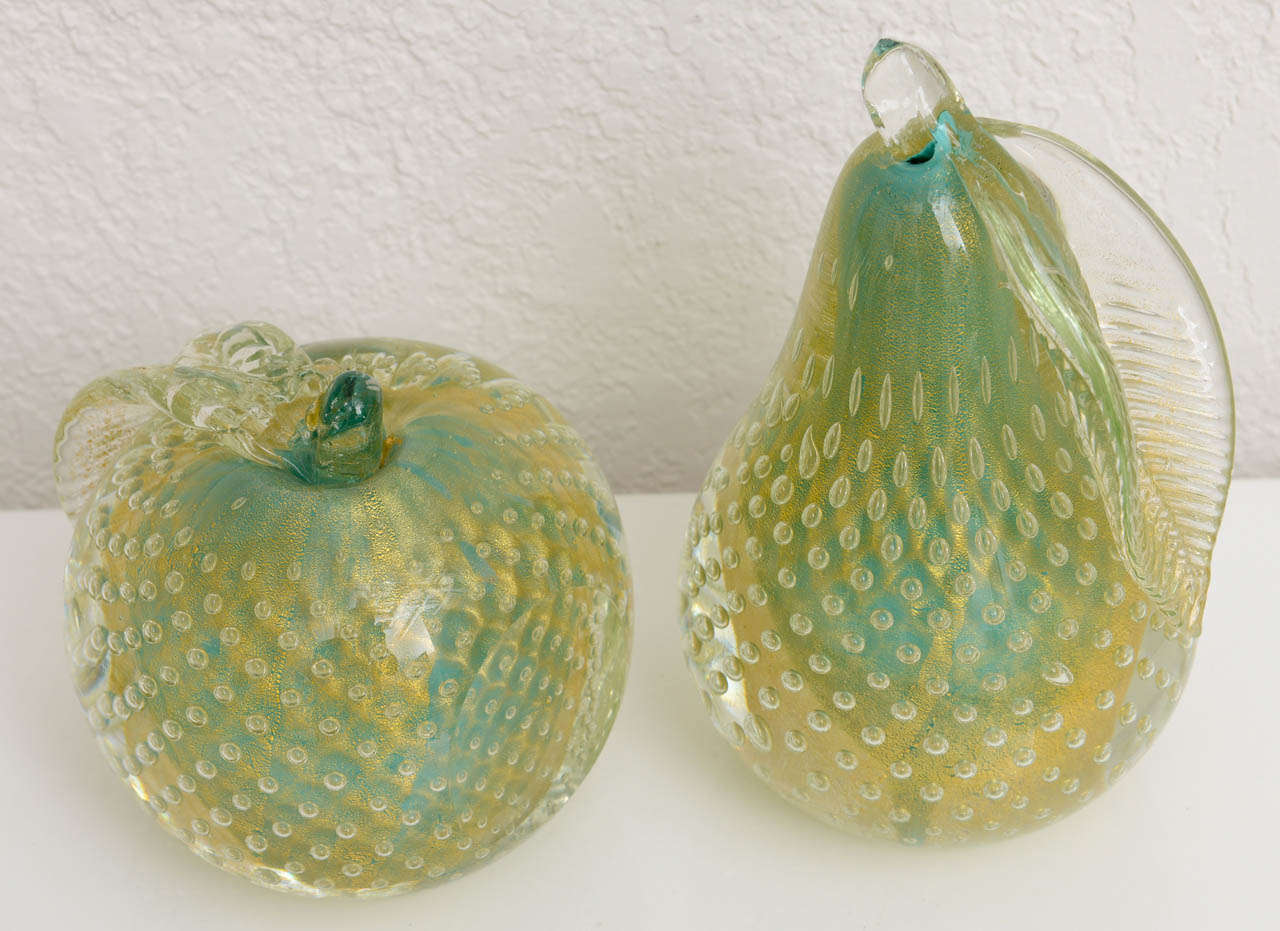 20th Century Murano Apple & Pear Shaped Bookends