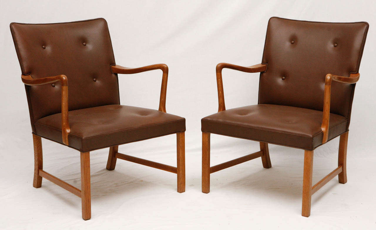 Pair Of Ole Wanscher Armchairs Designed In 1940 and Produced By A J Iversen