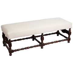 Vintage Jacobean Style Mahogany Bench