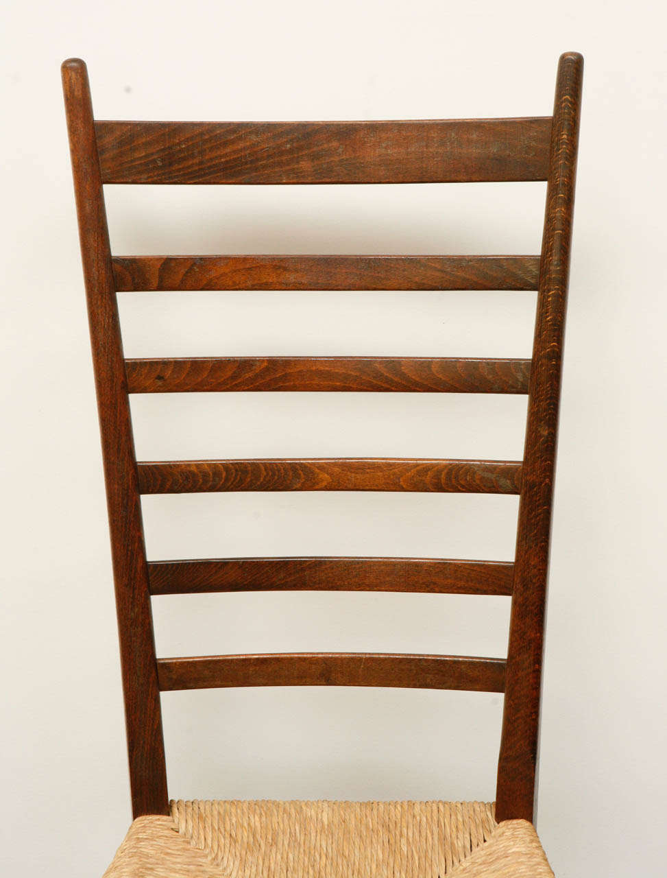 Pair of Italian Ladder-Back Chairs with Woven Seats In Good Condition In Los Angeles, CA