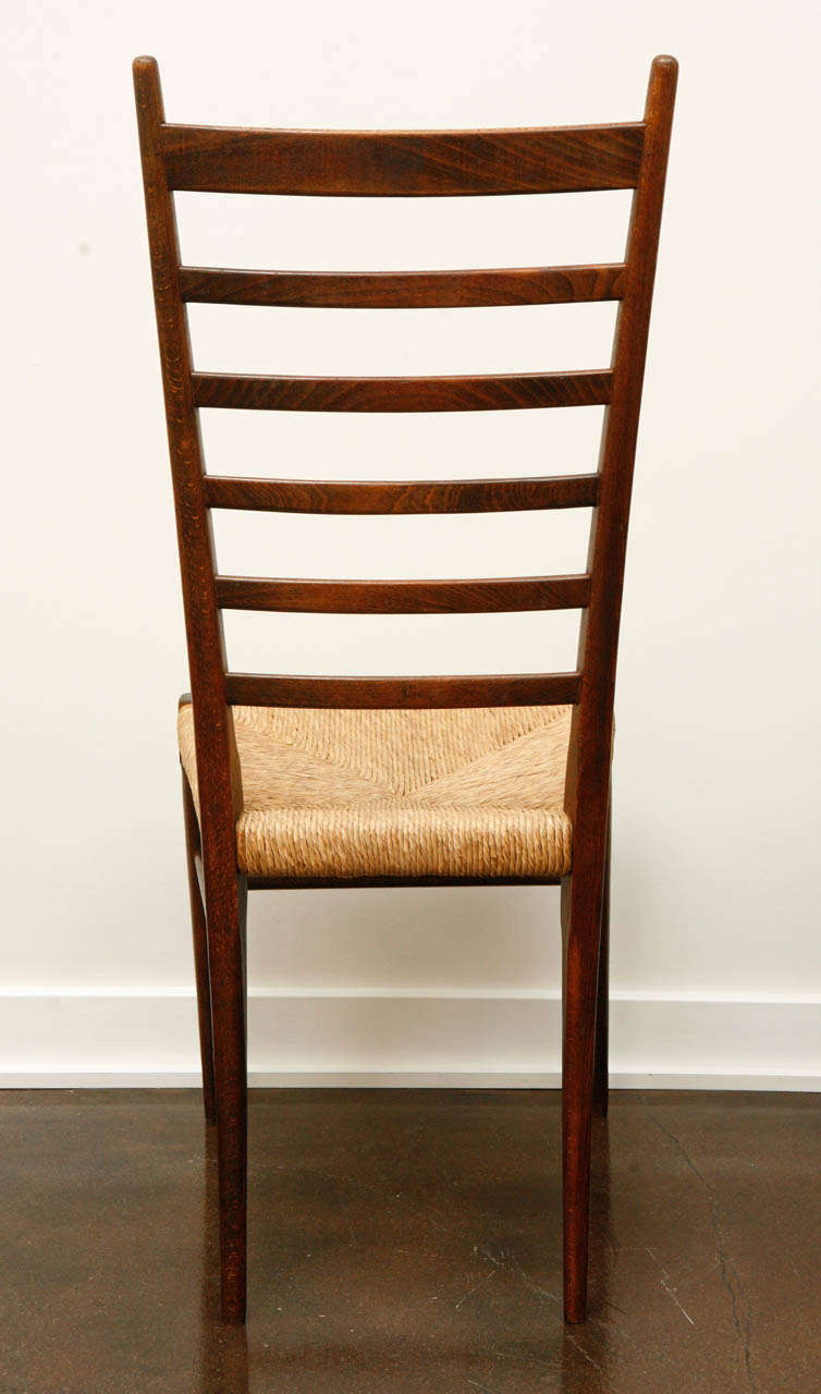 Pair of Italian Ladder-Back Chairs with Woven Seats 3