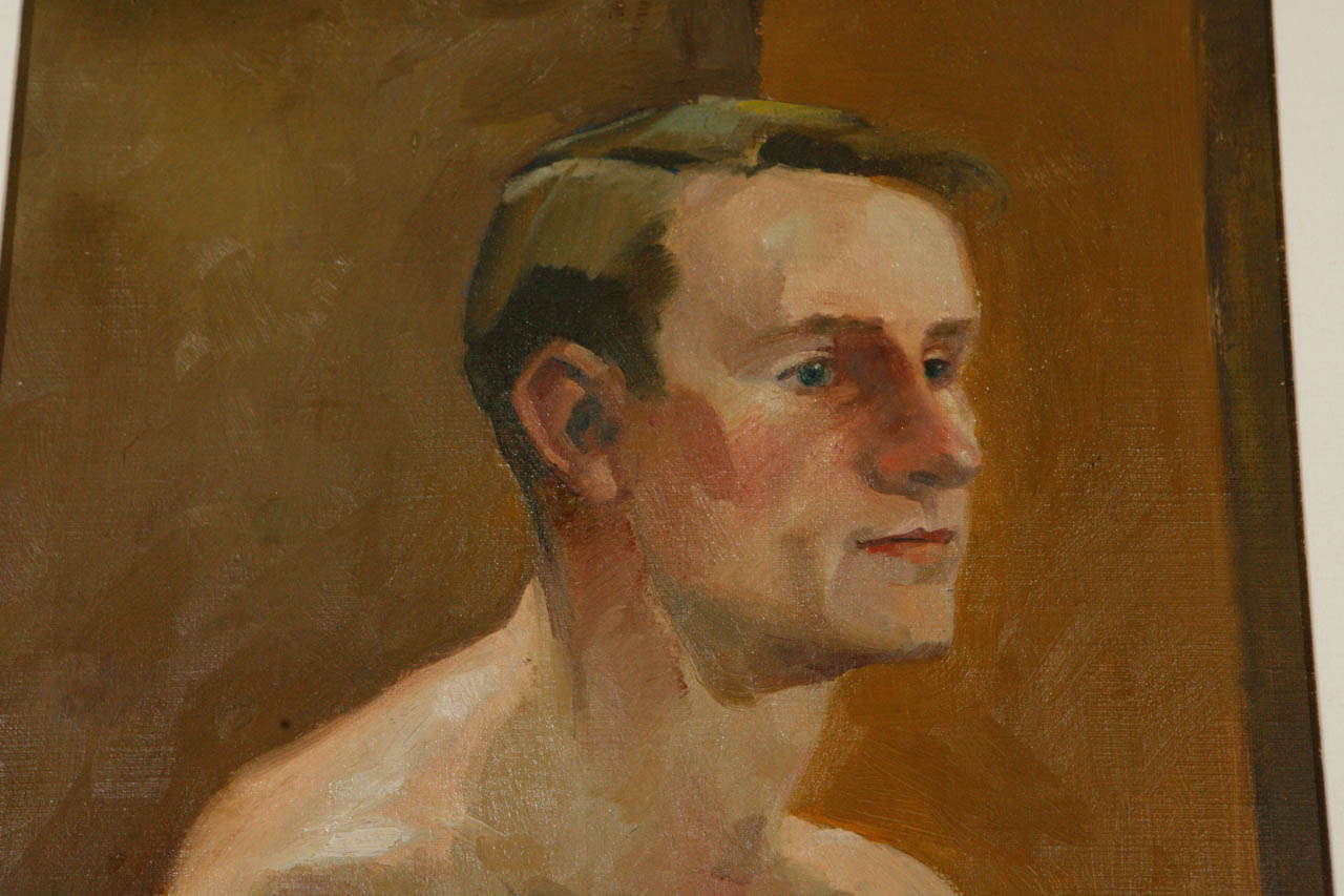 Vintage Oil on Canvas Portrait of a Man In Excellent Condition In Los Angeles, CA