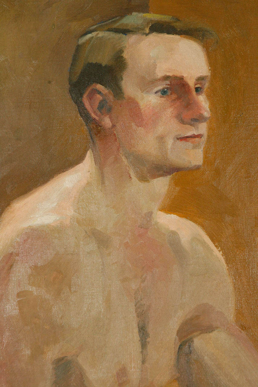 Mid-20th Century Vintage Oil on Canvas Portrait of a Man