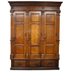 Antique 19thC. Wooden Lockers, Set of 3, in Beautifully Grained Oak