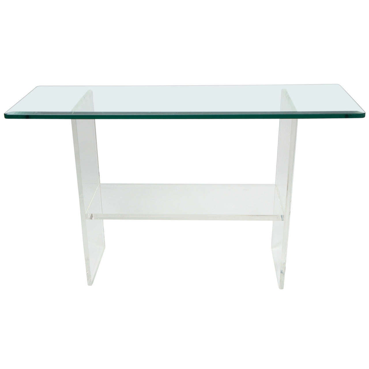 Lucite and Glass Console Table circa 1980 For Sale