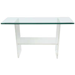 Lucite and Glass Console Table circa 1980