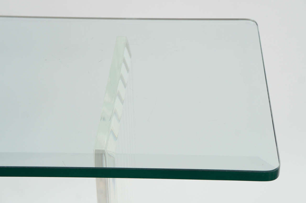 20th Century Lucite and Glass Console Table circa 1980 For Sale