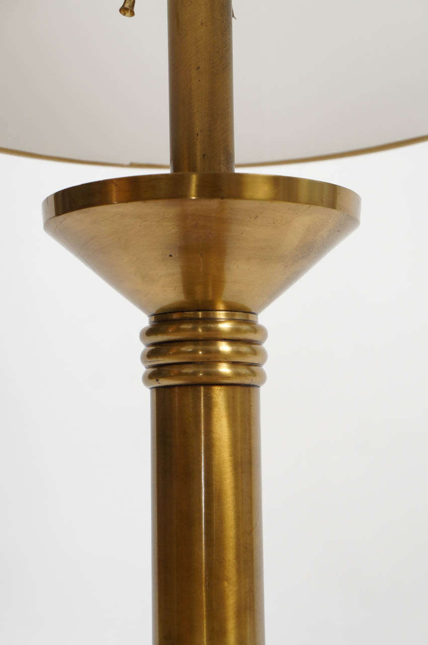 Unknown Pair of Mid-Century Brass Lamps, Original Finials