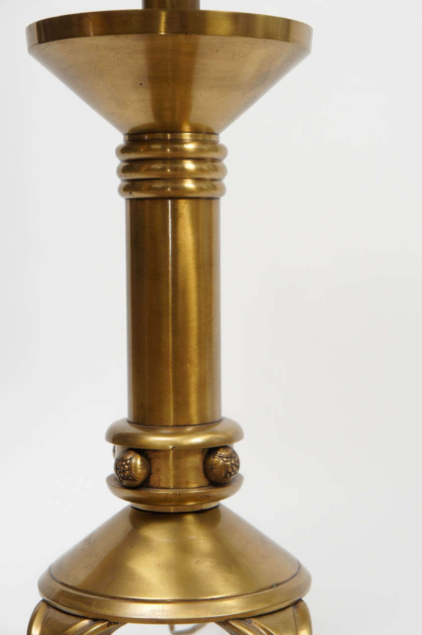 Late 20th Century Pair of Mid-Century Brass Lamps, Original Finials