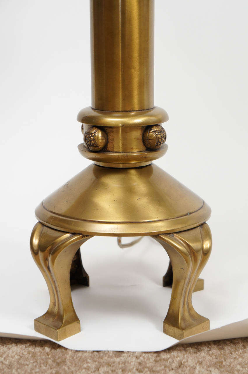 Pair of Mid-Century Brass Lamps, Original Finials 1