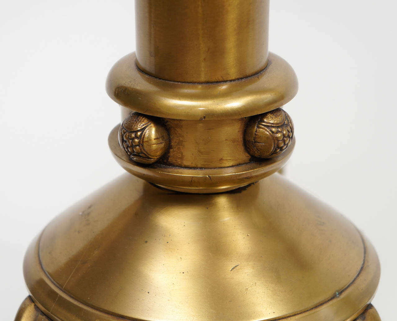 Pair of Mid-Century Brass Lamps, Original Finials 2