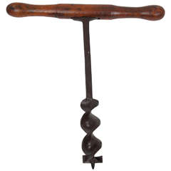Enormous 19th Century Wood and Metal Screwdriver/Building Tool