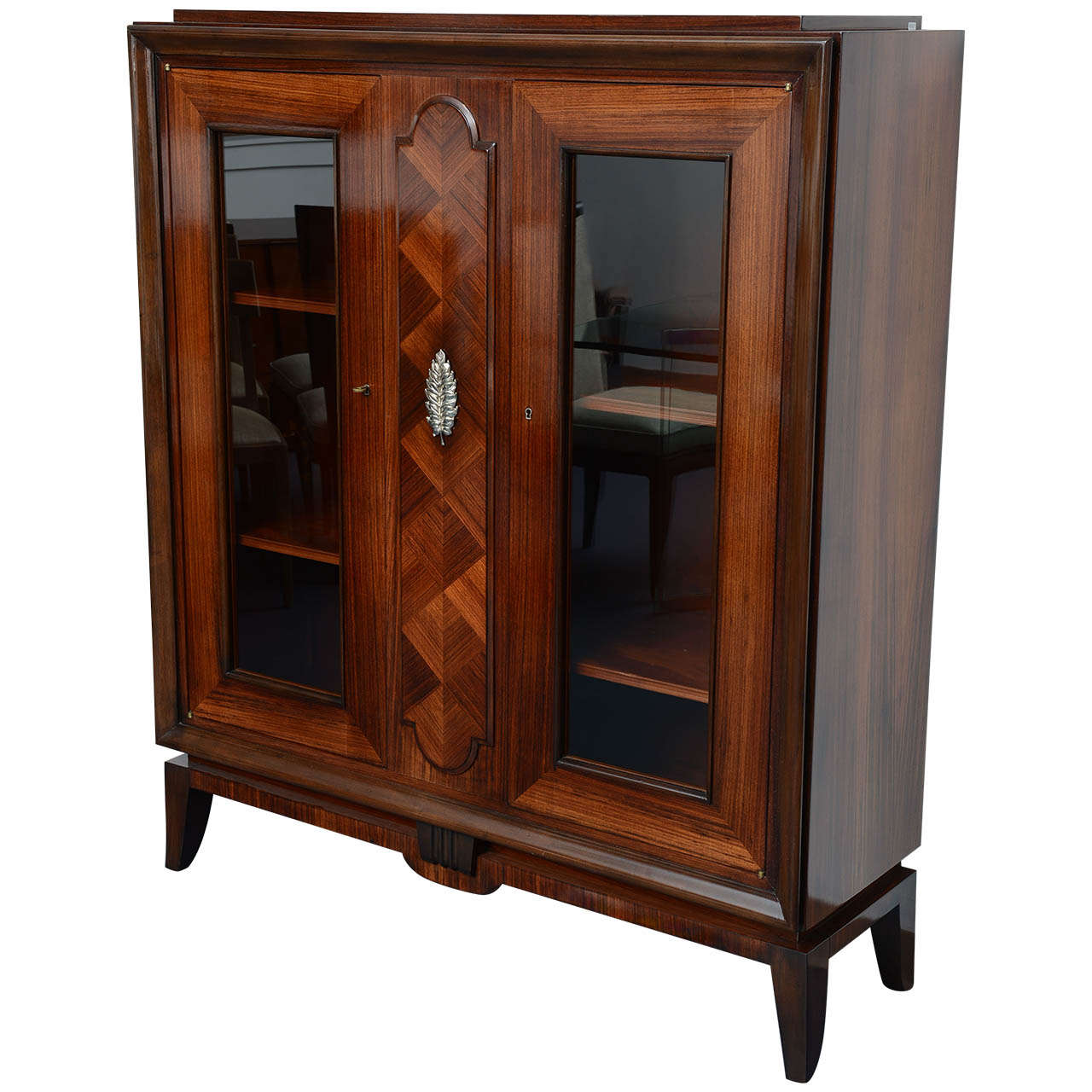 French Art Deco Display - Cabinet / Vitrine in Rosewood .