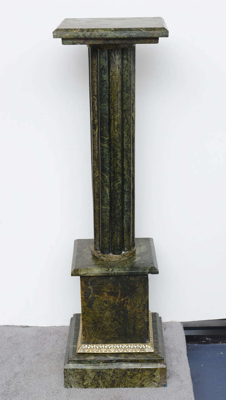 Olive Green Marble Pedestal