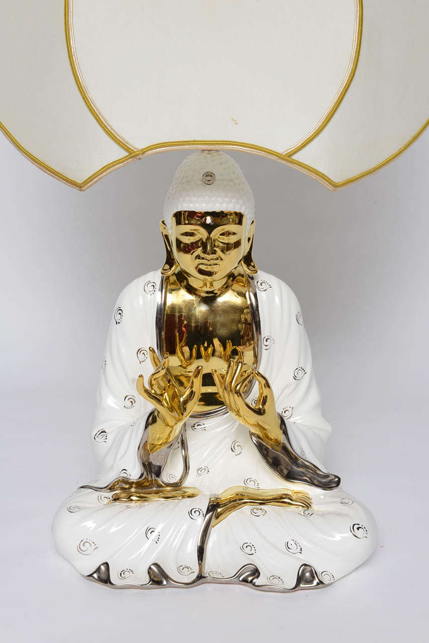 Whimsical Buddha Lamp by Idealux 'Signed' In Excellent Condition In East Hampton, NY