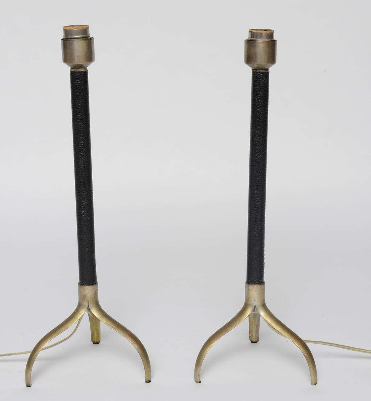 Pair of Stitched Leather Adnet Lamps 1